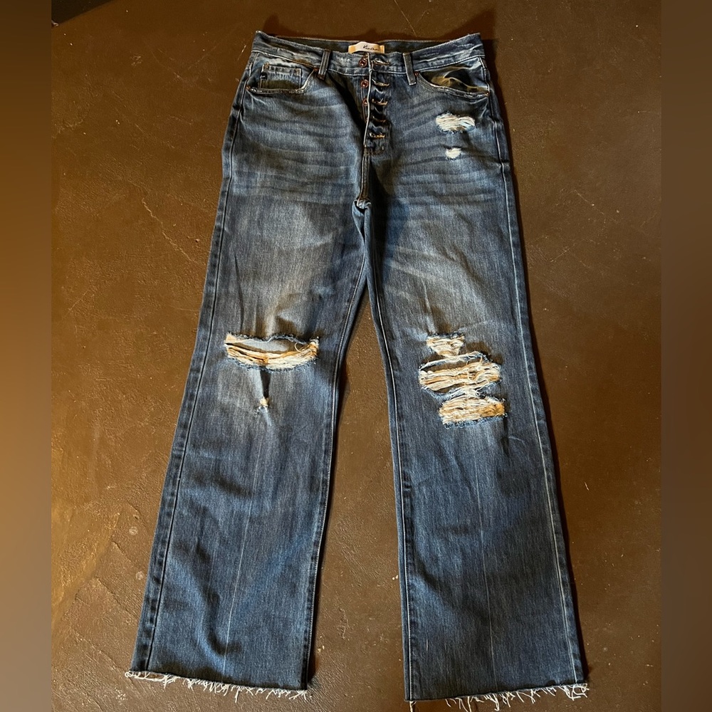 Kancan high rise wide leg distressed jeans